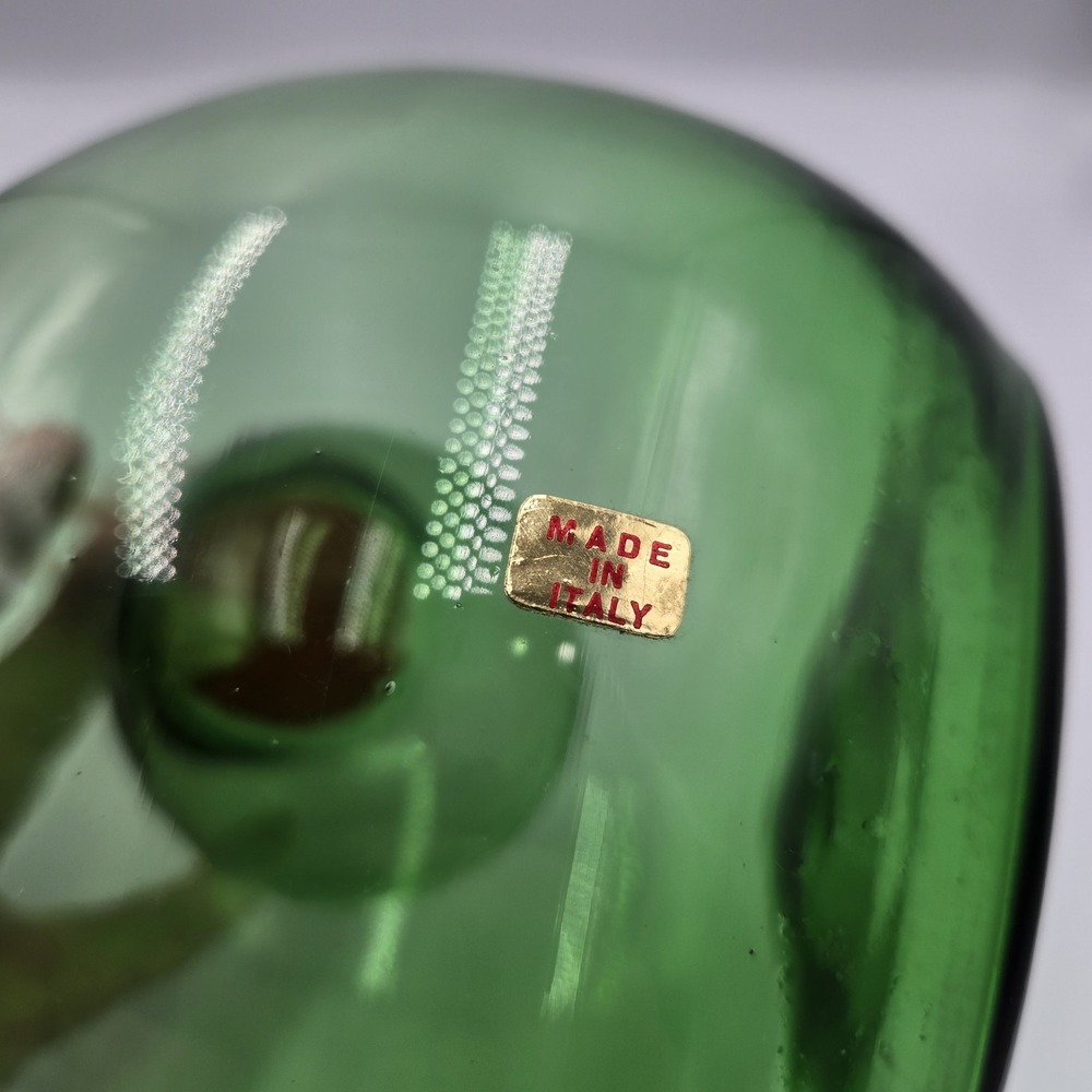 Vintage Hand Blown Green Glass Italian Wine Decanter With Ice Chamber & Stopper - Picture 2 of 8